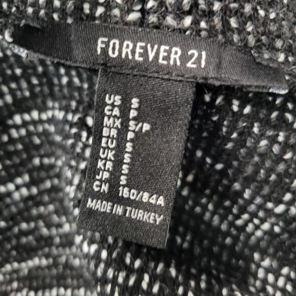 Forever 21 Waterfall Cardigan Womens Large Black White Open Front Knit Sweater - Picture 3 of 12